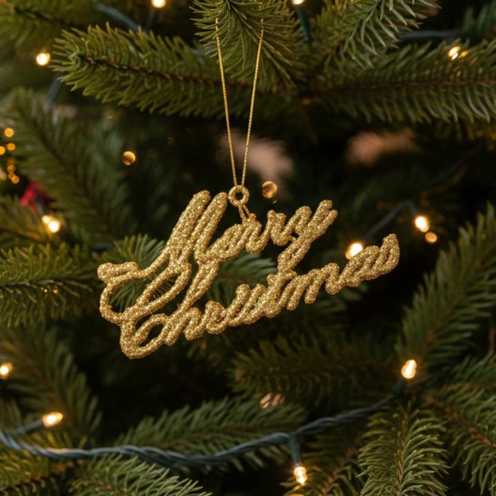 Actual product image Mon Chouchou Anhänger Merry Christmas aus Glitter, Gold, Weihnachtsbaumschmuck Weihnachten, 3er-Set (3 x)