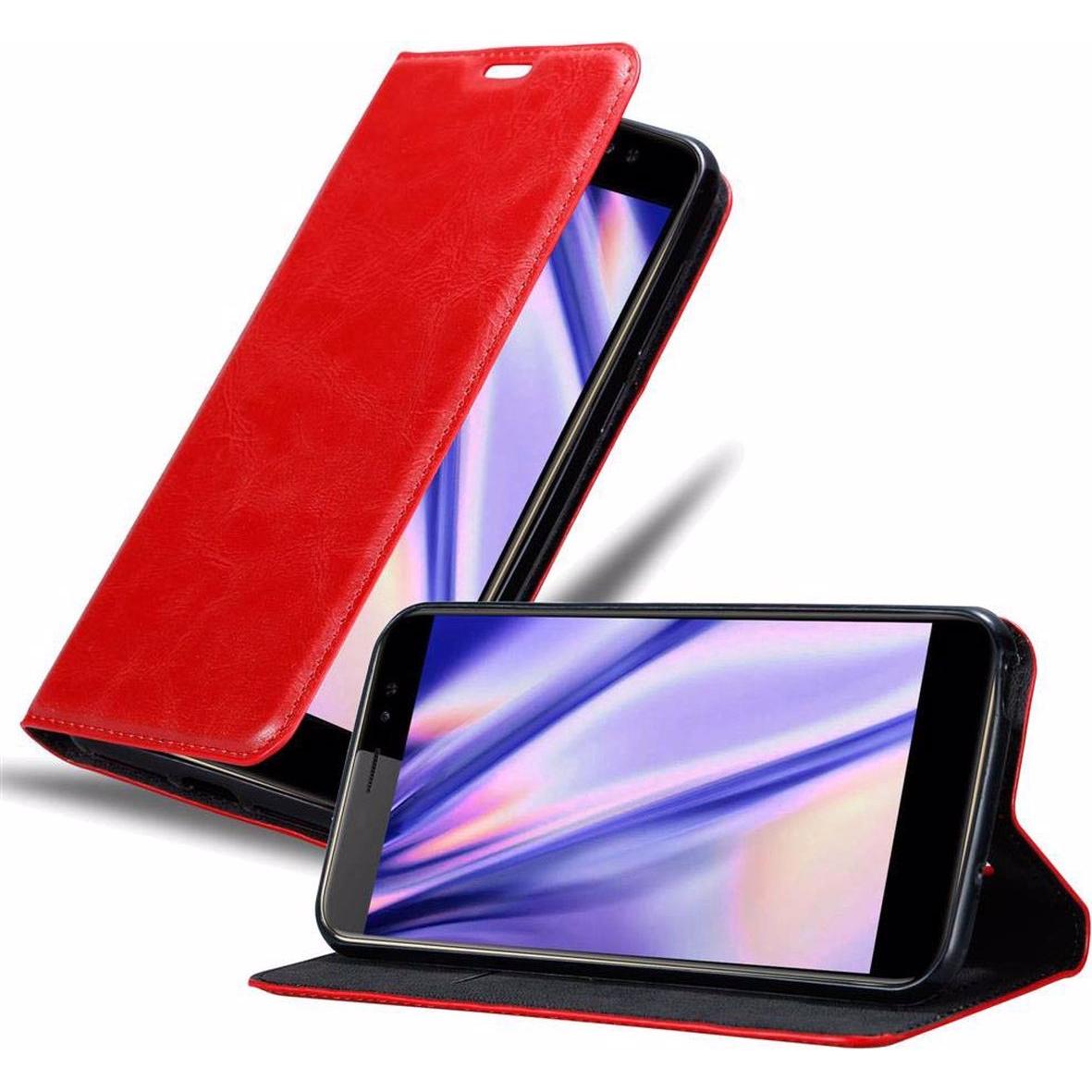 Cadorabo Book Invisible Magnet Cover (ZTE Nubia N1 Lite), Smartphone Hülle, Rot
