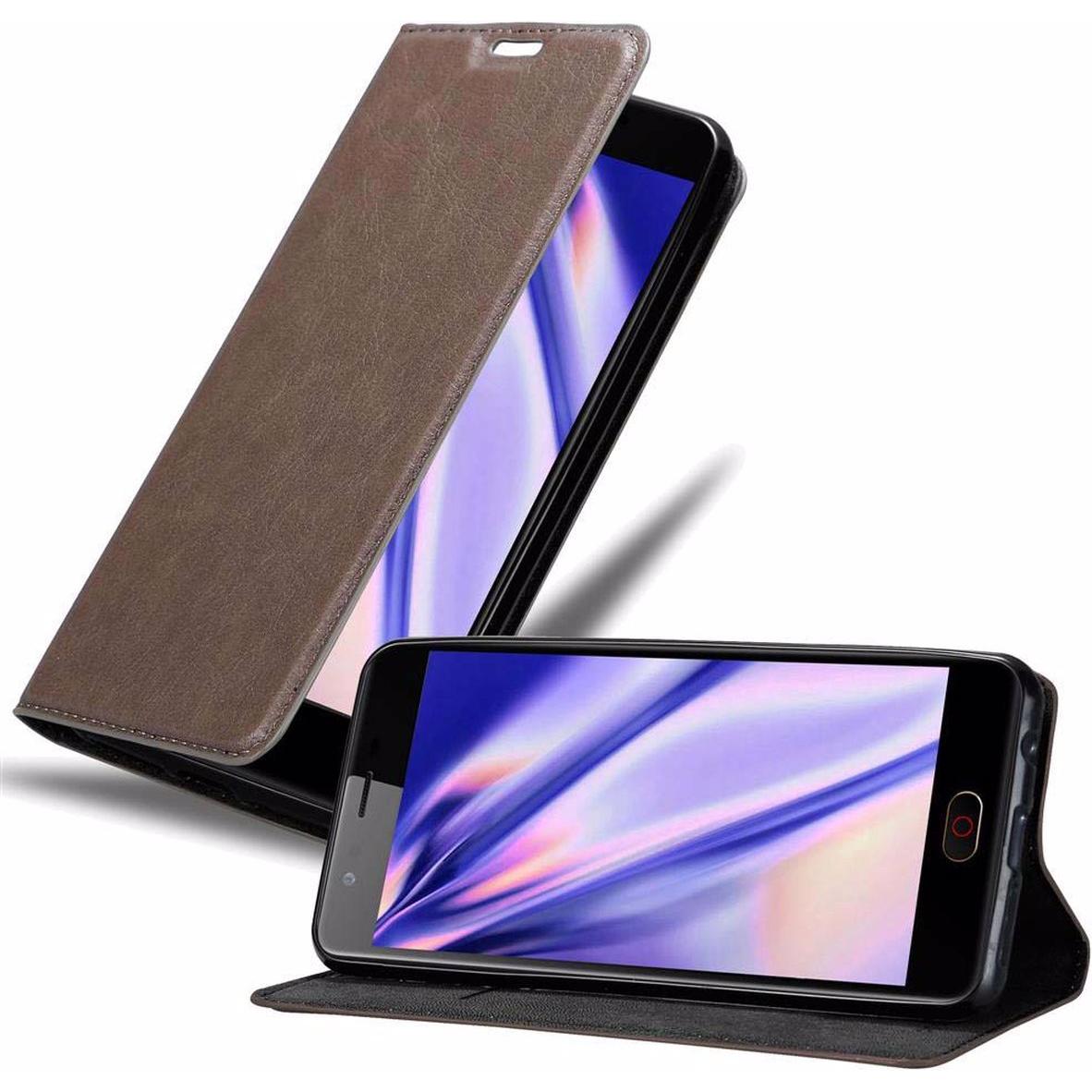 Cadorabo Book Invisible Magnet Cover (ZTE Nubia M2), Smartphone Hülle, Braun