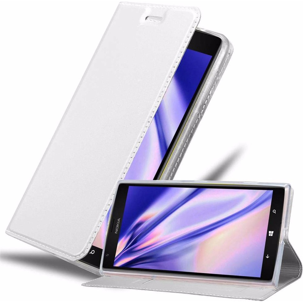 Cadorabo Book Classy Style Cover (Nokia Lumia 1520), Smartphone Hülle, Silber