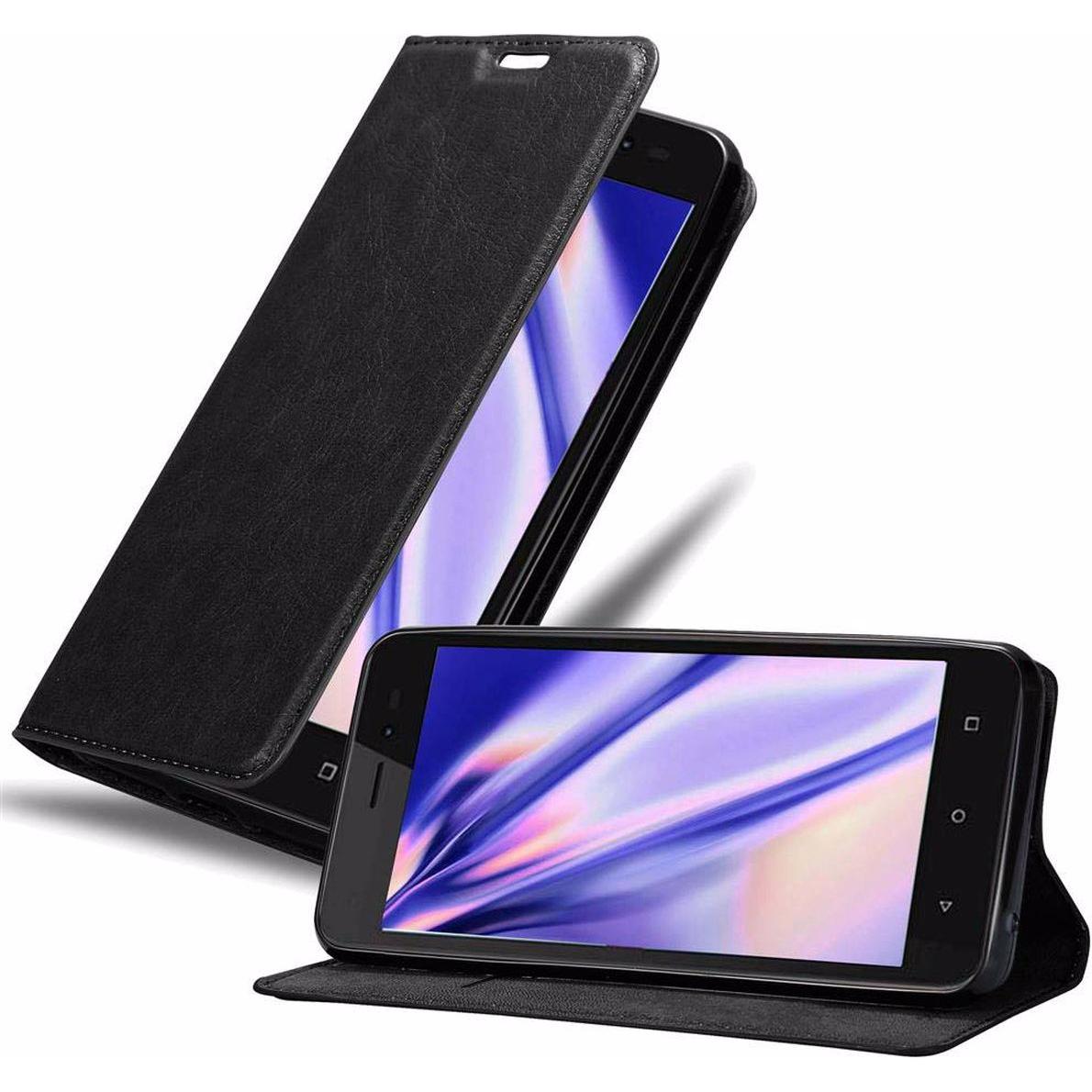 Cadorabo Book Invisible Magnet Cover (Wiko Sunny 3), Smartphone Hülle, Schwarz