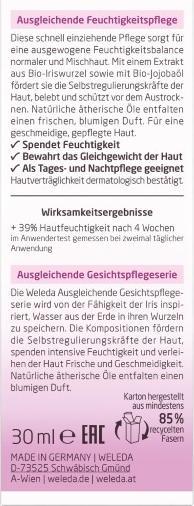 Immagine prodotto Weleda Iris Erfrischende Feuchtigkeitspflege (30 ml, Crema da giorno)