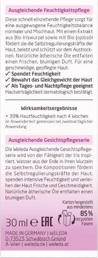 Actual product image Weleda Iris Erfrischende Feuchtigkeitspflege (30 ml, Day cream)