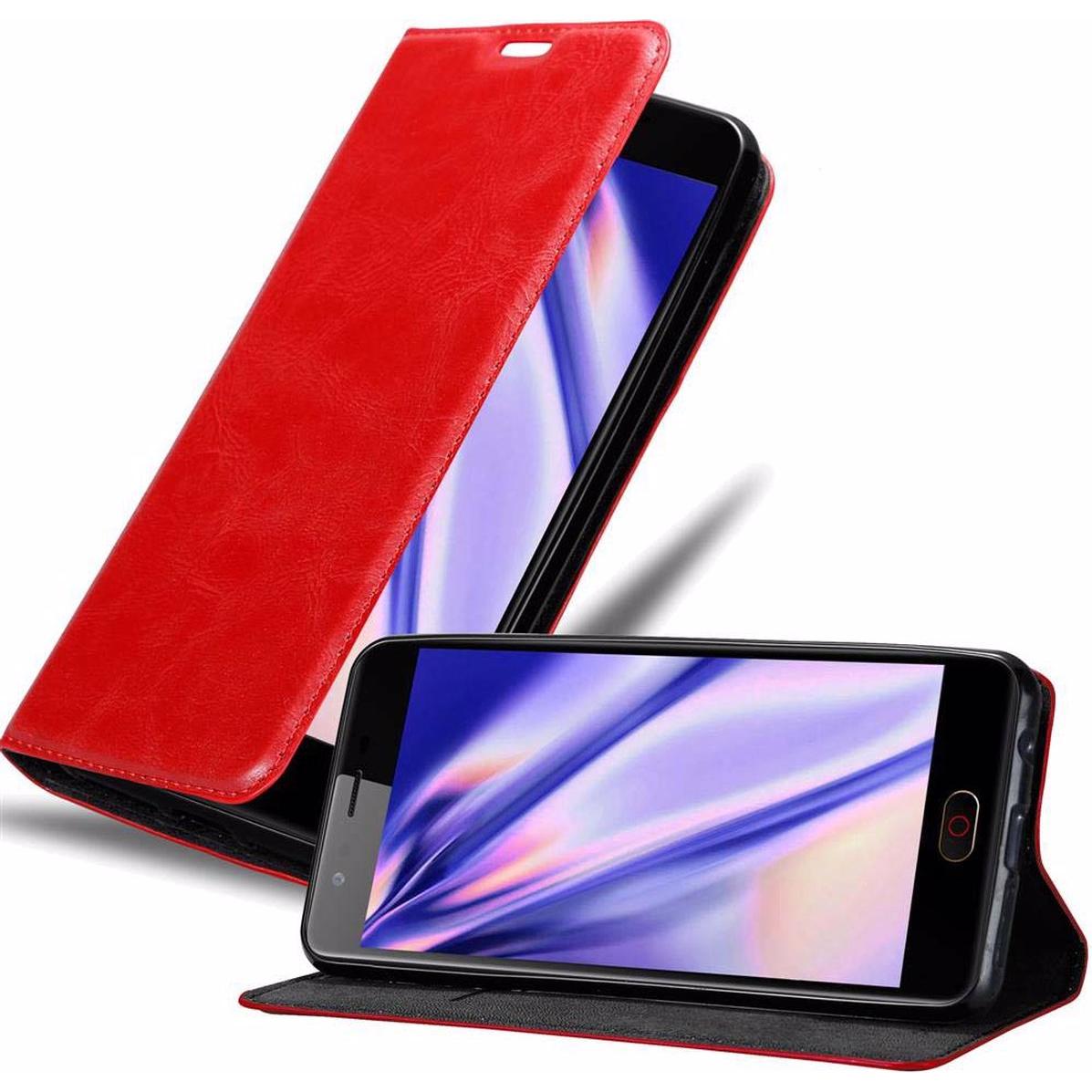 Cadorabo Book Invisible Magnet Cover (ZTE Nubia M2), Smartphone Hülle, Rot