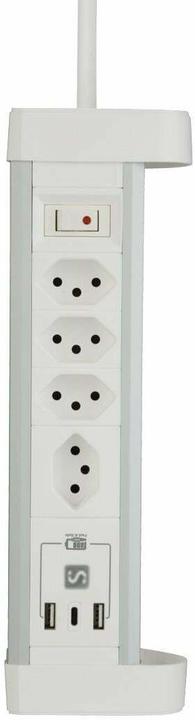 Actual product image Schönenberger ALU table socket strip white (7x, Type 13, 2 m)