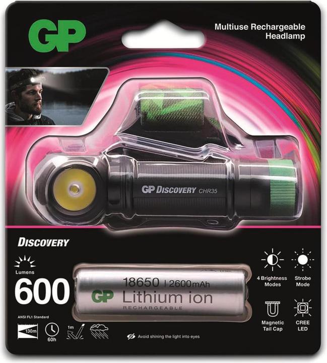Actual product image GP Discovery Headlamp CH35: Compact multipurpose LED and flashlight, rechargeable (600 lm)