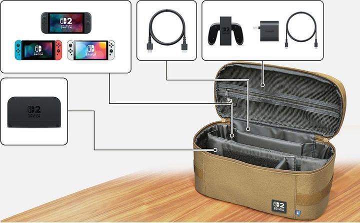 Produktbild HORI SWITCH 2/SWITCH Custodia Compact Carry All Sabbia (Switch, Switch 2, Switch OLED)
