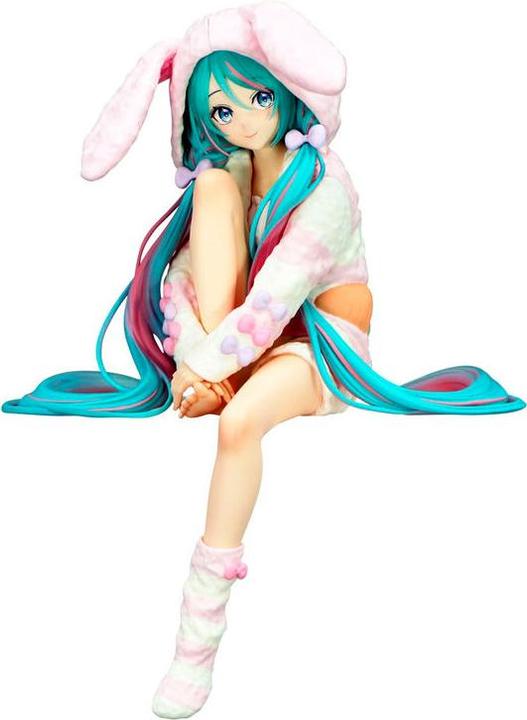 Actual product image Furyu Hatsune Miku Noodle Stopper PVC Statue Rabbit Ear Hood Pajama 14 cm
