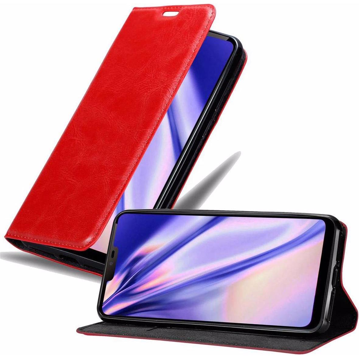 Cadorabo Book Invisible Magnet Cover (LG G7 ThinQ), Smartphone Hülle, Rot