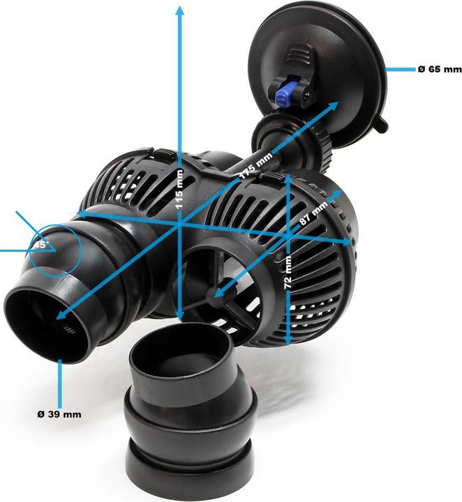 Image du produit SunSun JVP-201A Pompe de brassage double Wavemaker Fixation par ventouse 6000l/h 12W Eau d’aquarium