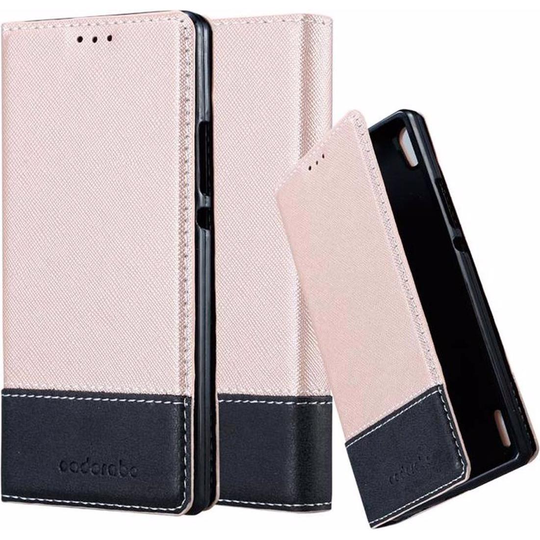 Cadorabo Book X-Wallet Cover (Huawei Ascend P7), Smartphone Hülle, Rosa