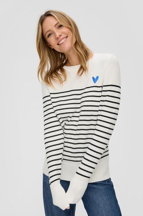 Produktbild s.Oliver Strickpullover Ringelpullover mit kleiner Stickerei (44)