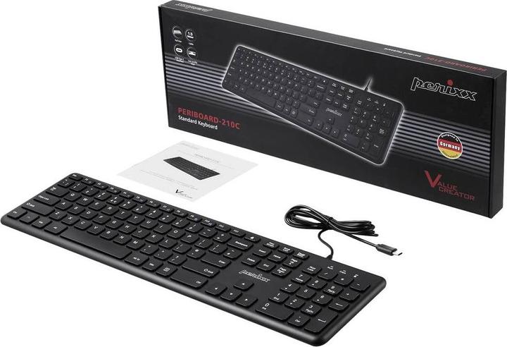 Actual product image Perixx PERIBOARD-210, DE, wired, silent keys, black (US, Cable)