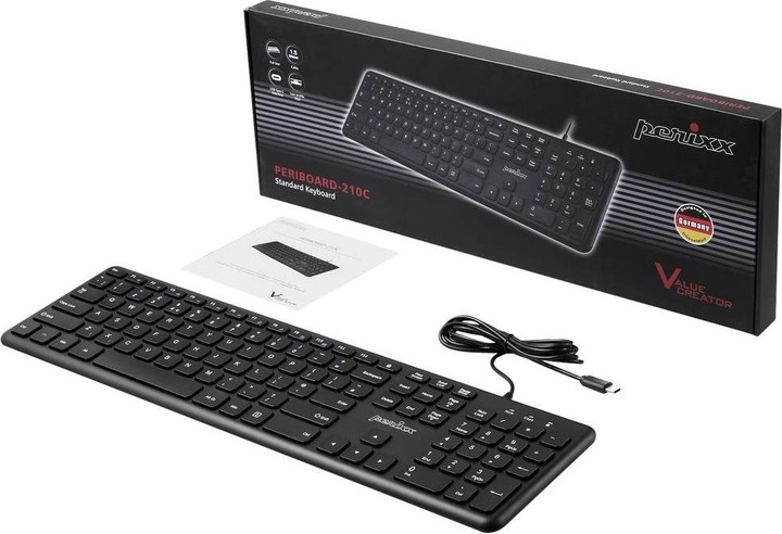 Actual product image Perixx PERIBOARD-210, DE, wired, silent keys, black (US, Cable)