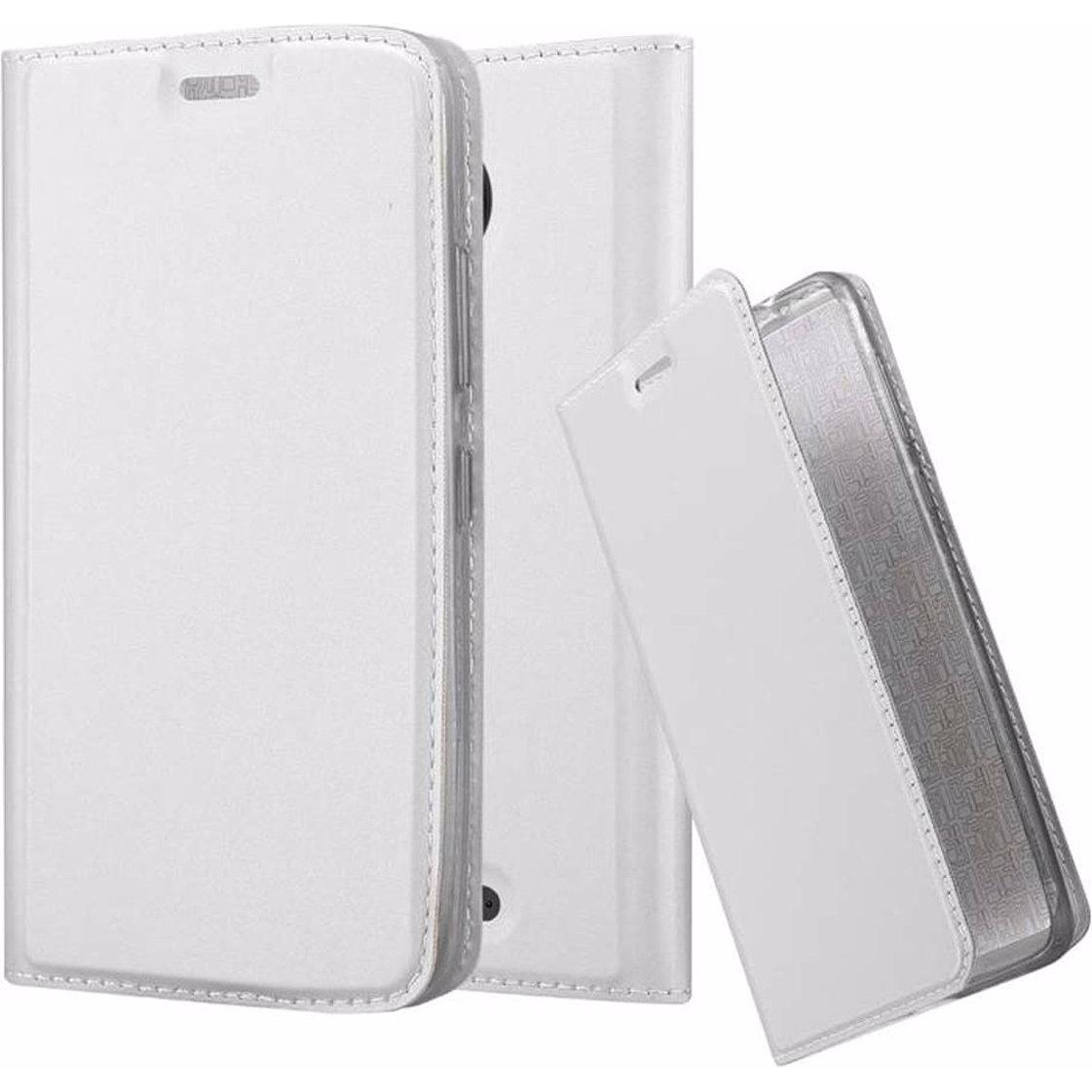 Cadorabo Book Classy Style Cover (Motorola Moto C), Smartphone Hülle, Silber
