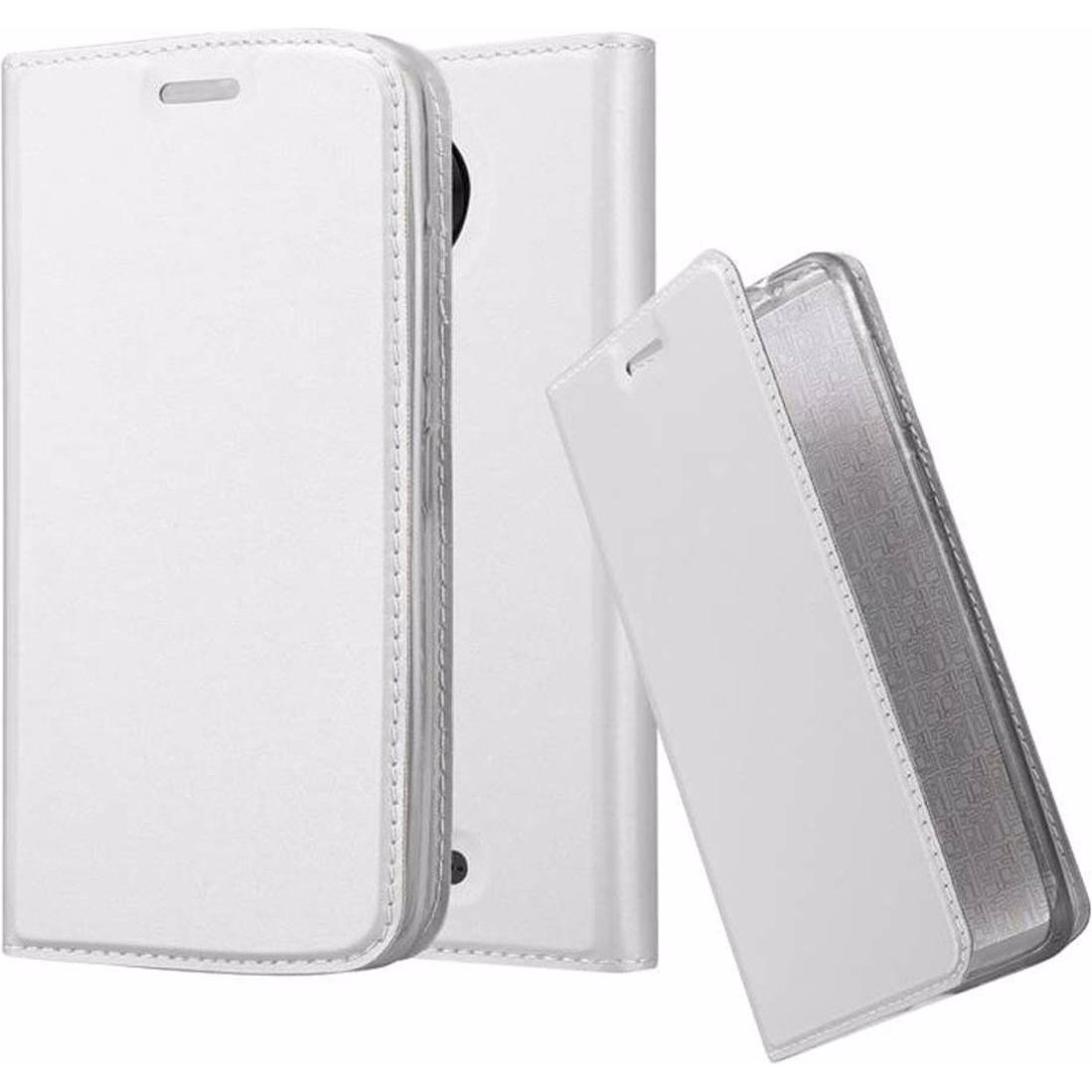 Cadorabo Book Classy Style Cover (Motorola Moto C Plus), Smartphone Hülle, Silber