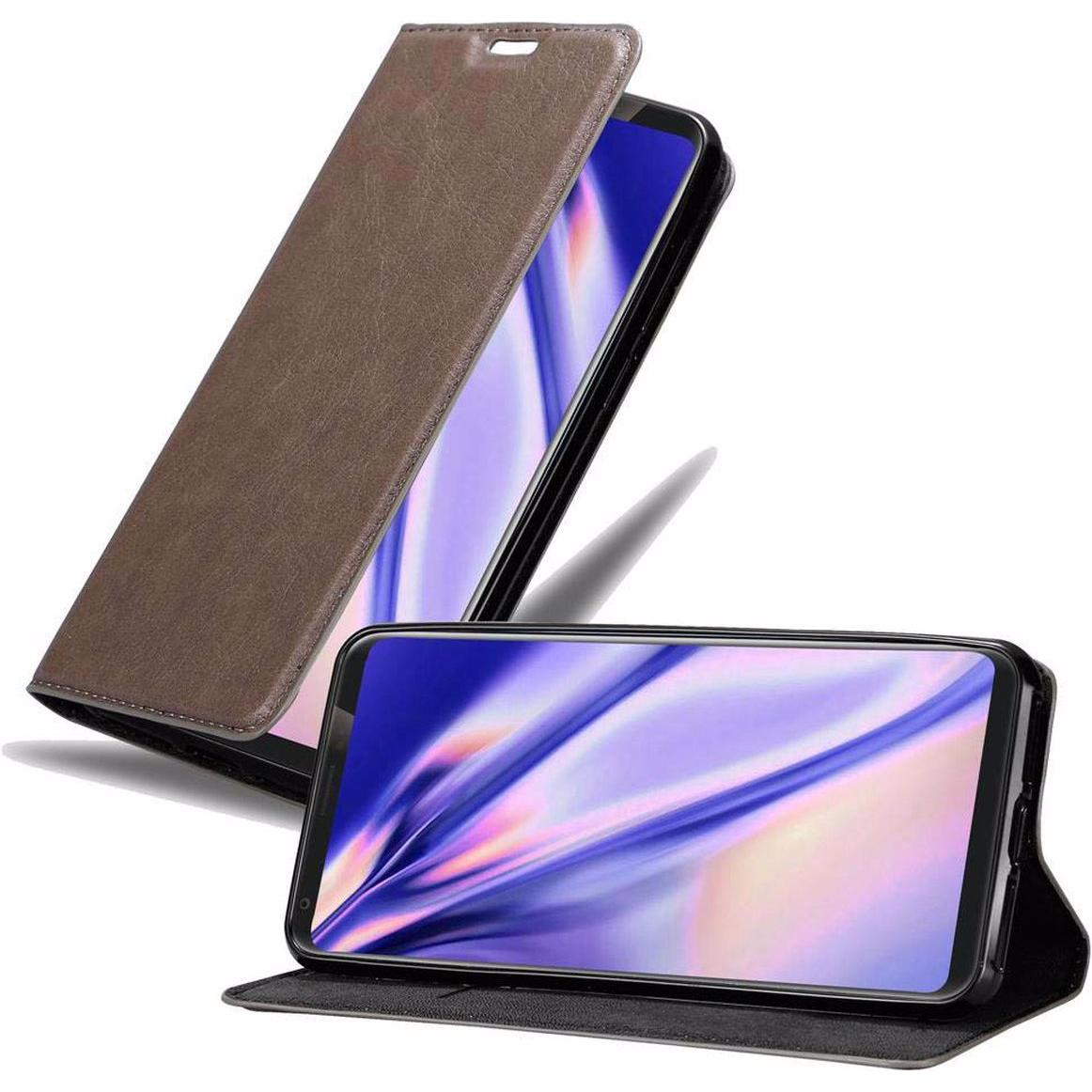 Cadorabo Book Invisible Magnet Cover (LG V35 ThinQ), Smartphone Hülle, Braun