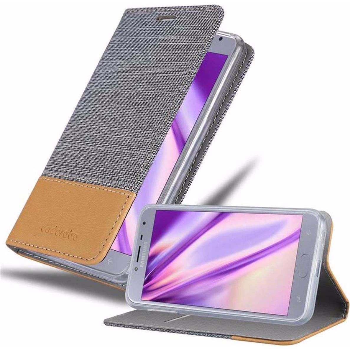 Cadorabo Jeans Optik (Samsung Galaxy J4 (2018)), Smartphone Hülle, Grau, Braun