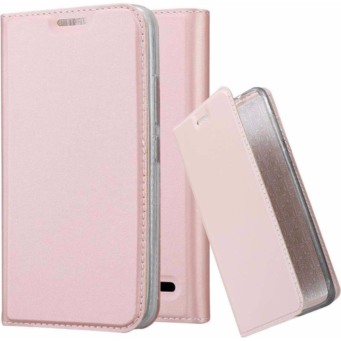 Cadorabo Book Classy Style Cover (Motorola Moto E4), Smartphone Hülle, Rosa