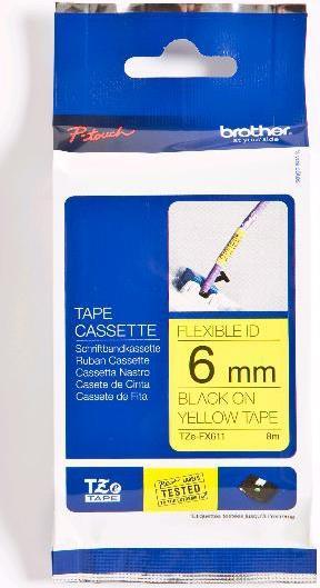 Actual product image Brother TZ FX611 6mmx8m, black/yellow (0.60 cm, Yellow)