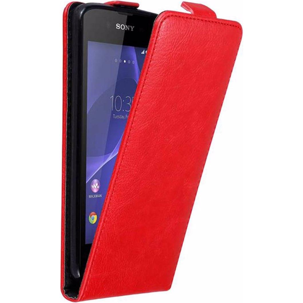 Cadorabo Flip wie Invisible Cover (Sony Xperia E3), Smartphone Hülle, Rot