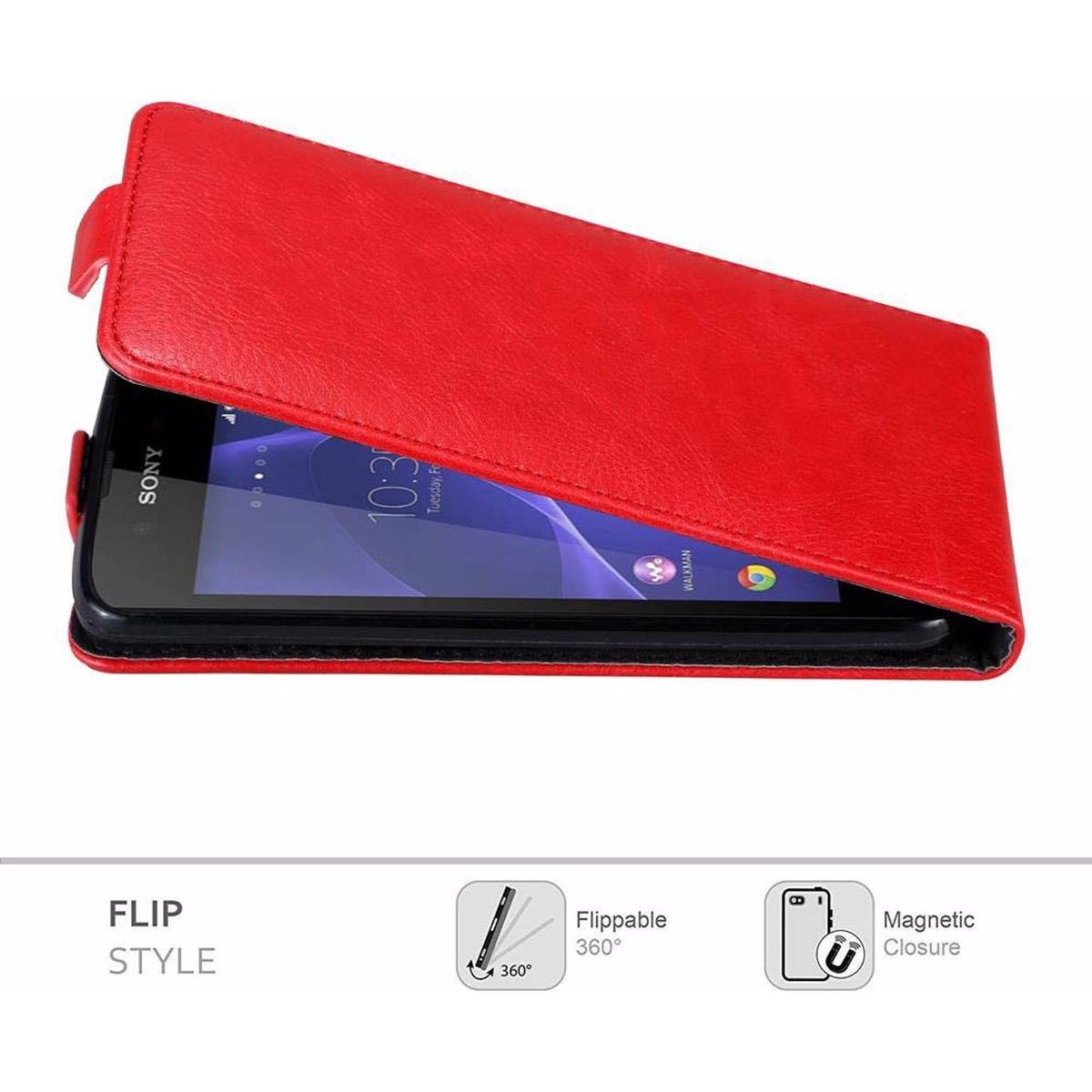 Thumbnail - Cadorabo Flip wie Invisible Cover (Sony Xperia E3), Smartphone Hülle, Rot