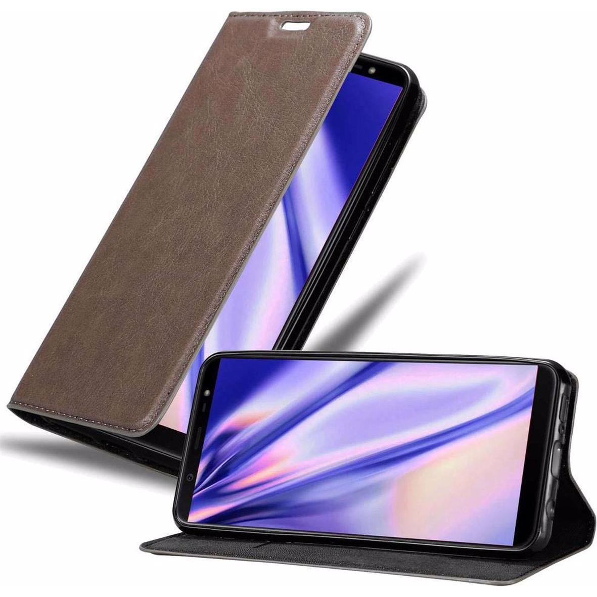 Cadorabo Book Invisible Magnet Cover (Samsung Galaxy J8 (2018)), Smartphone Hülle, Braun