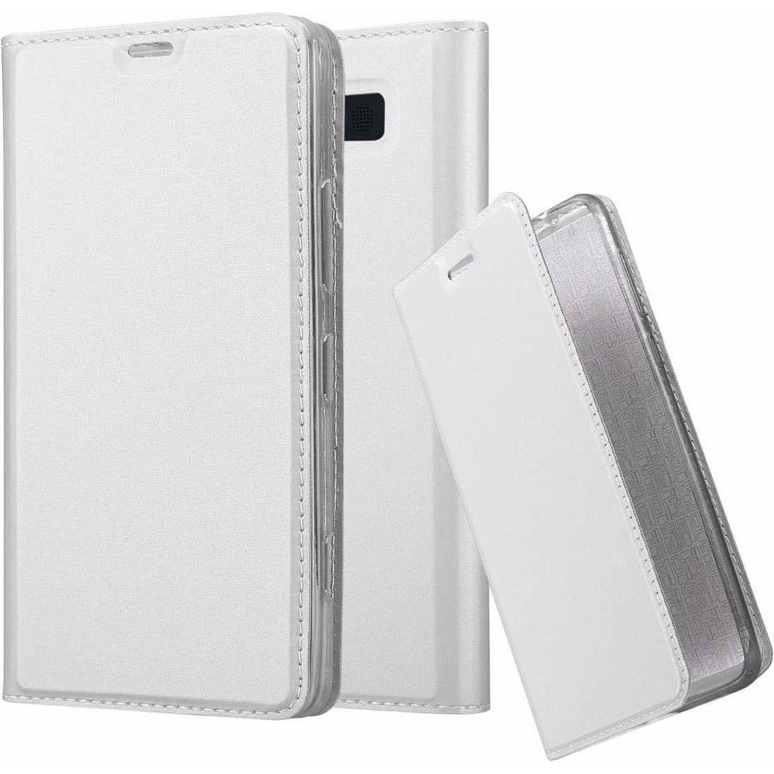 Cadorabo Book Classy Style Cover (Microsoft Lumia 950), Smartphone Hülle, Silber