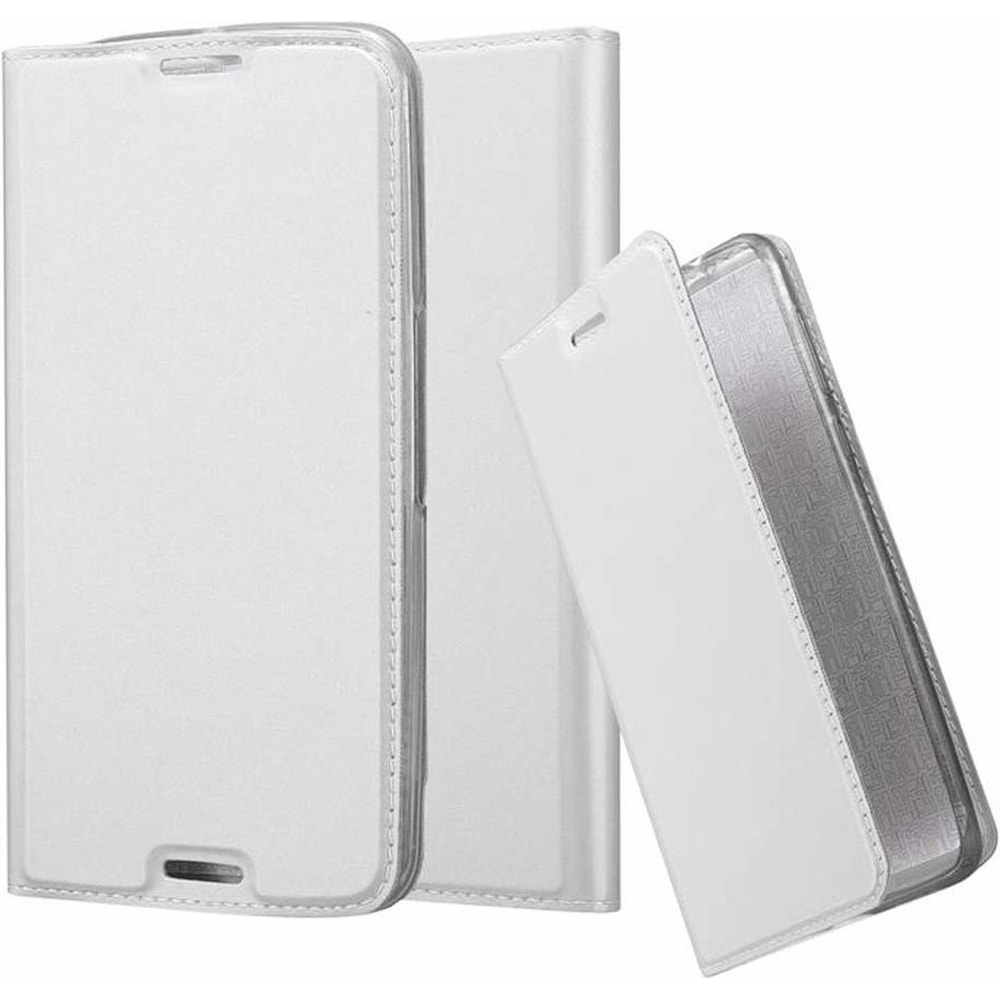 Cadorabo Book Classy Style Cover (Motorola Nexus 6), Smartphone Hülle, Silber