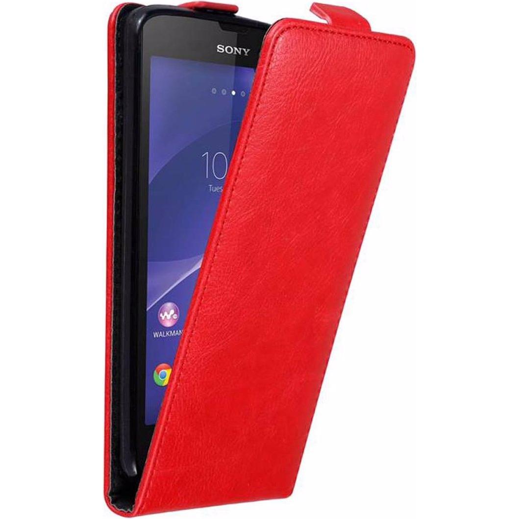 Cadorabo Flip wie Invisible Cover (Sony Xperia T3), Smartphone Hülle, Rot