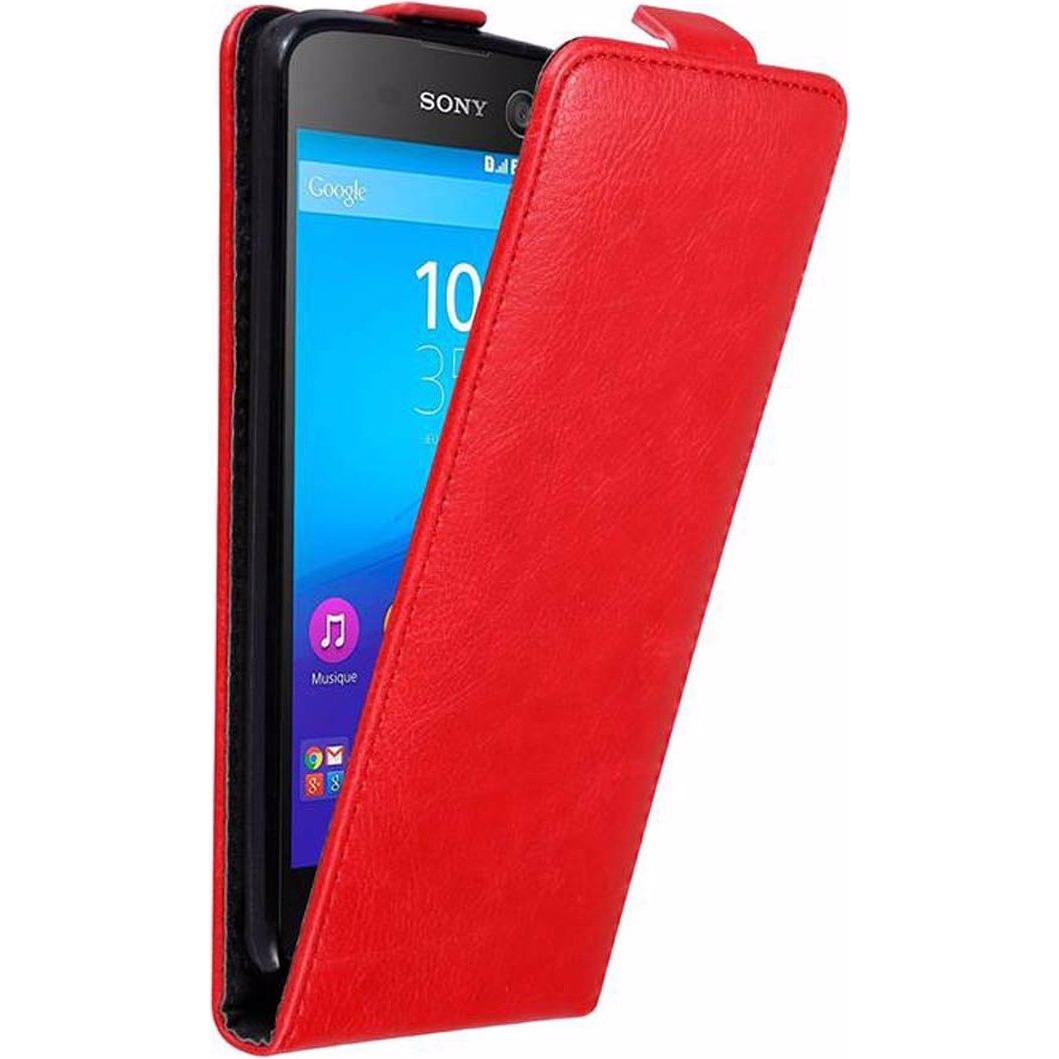 Cadorabo Flip wie Invisible Cover (Sony Xperia M5), Smartphone Hülle, Rot