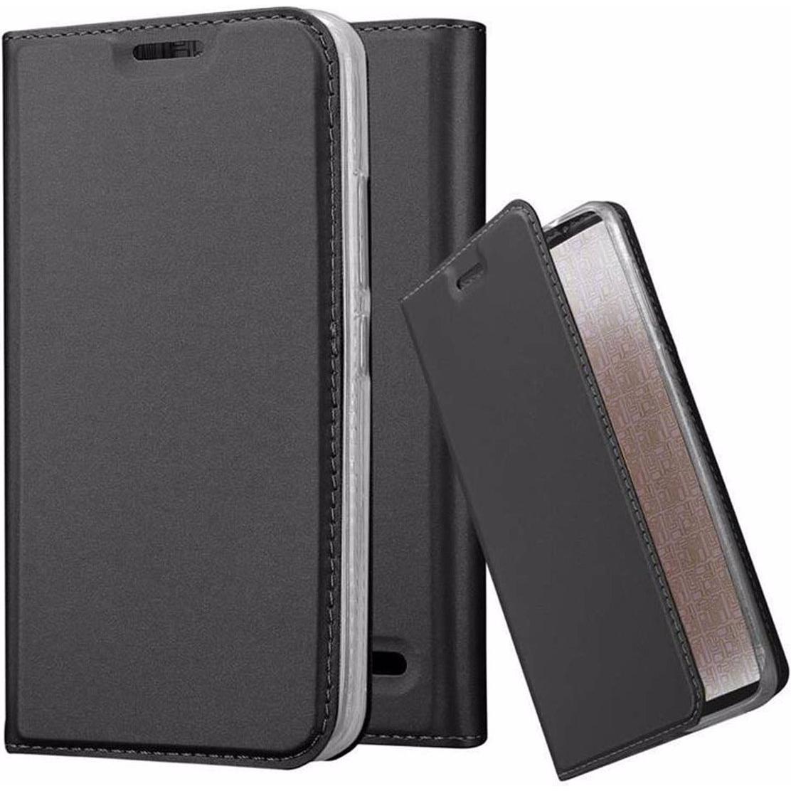 Cadorabo Book Classy Style Cover (Motorola Moto E4), Smartphone Hülle, Schwarz