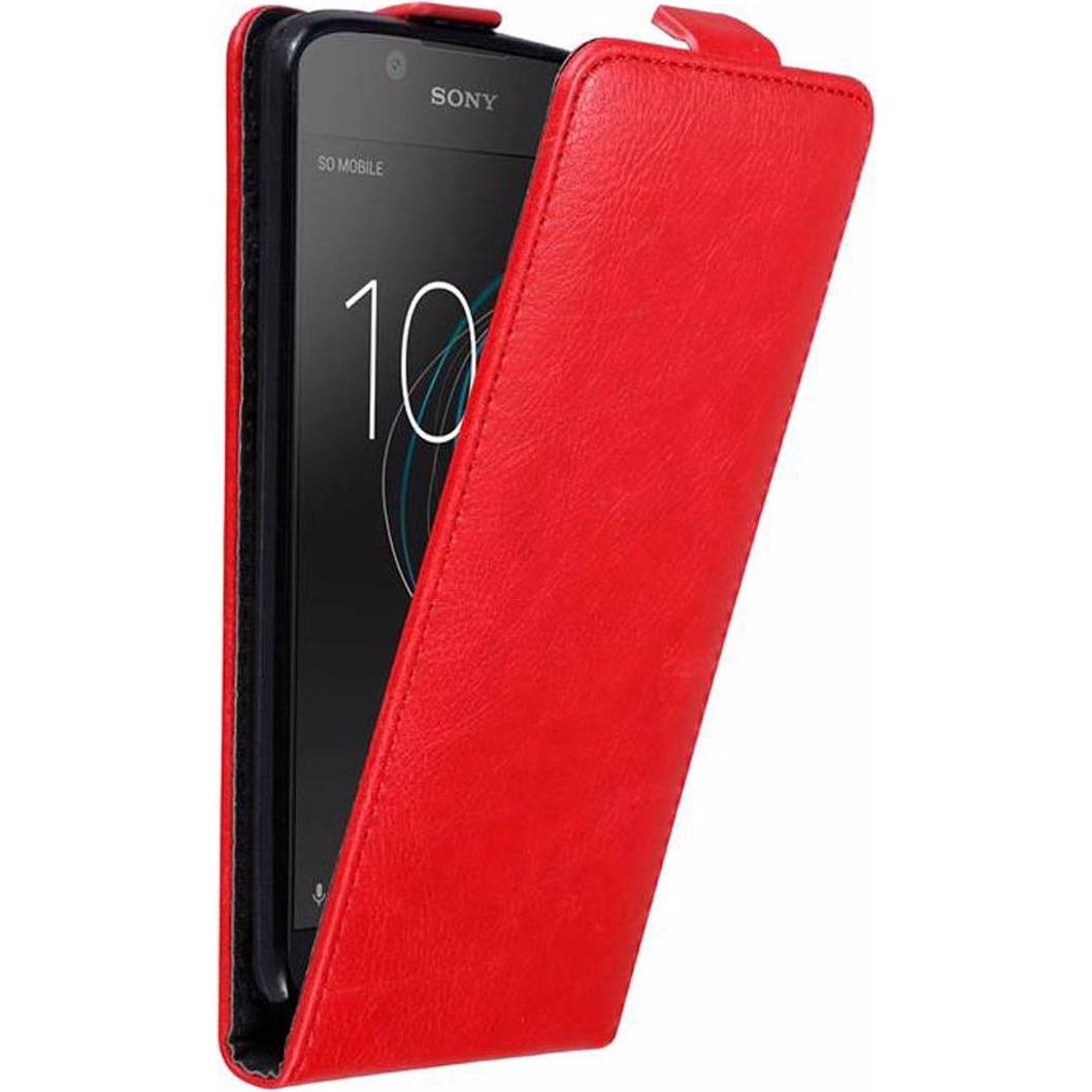 Cadorabo Flip wie Invisible Cover (Sony Xperia L1), Smartphone Hülle, Rot