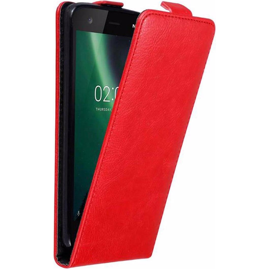 Cadorabo Flip wie Invisible Cover (Nokia 2), Smartphone Hülle, Rot