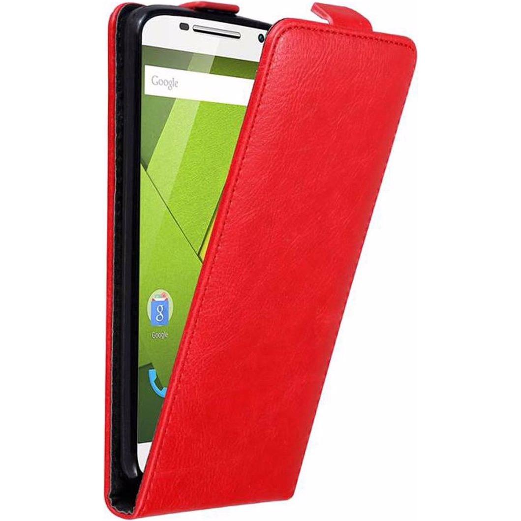 Cadorabo Flip wie Invisible Cover (Motorola Moto X Play), Smartphone Hülle, Rot