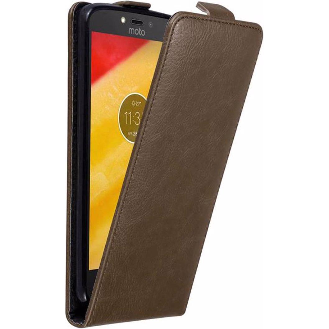 Cadorabo Flip wie Invisible Cover (Motorola Moto C Plus), Smartphone Hülle, Braun