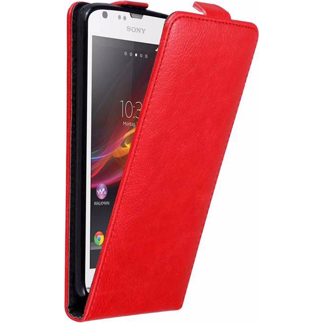 Cadorabo Flip wie Invisible Cover (Sony Xperia SP), Smartphone Hülle, Rot