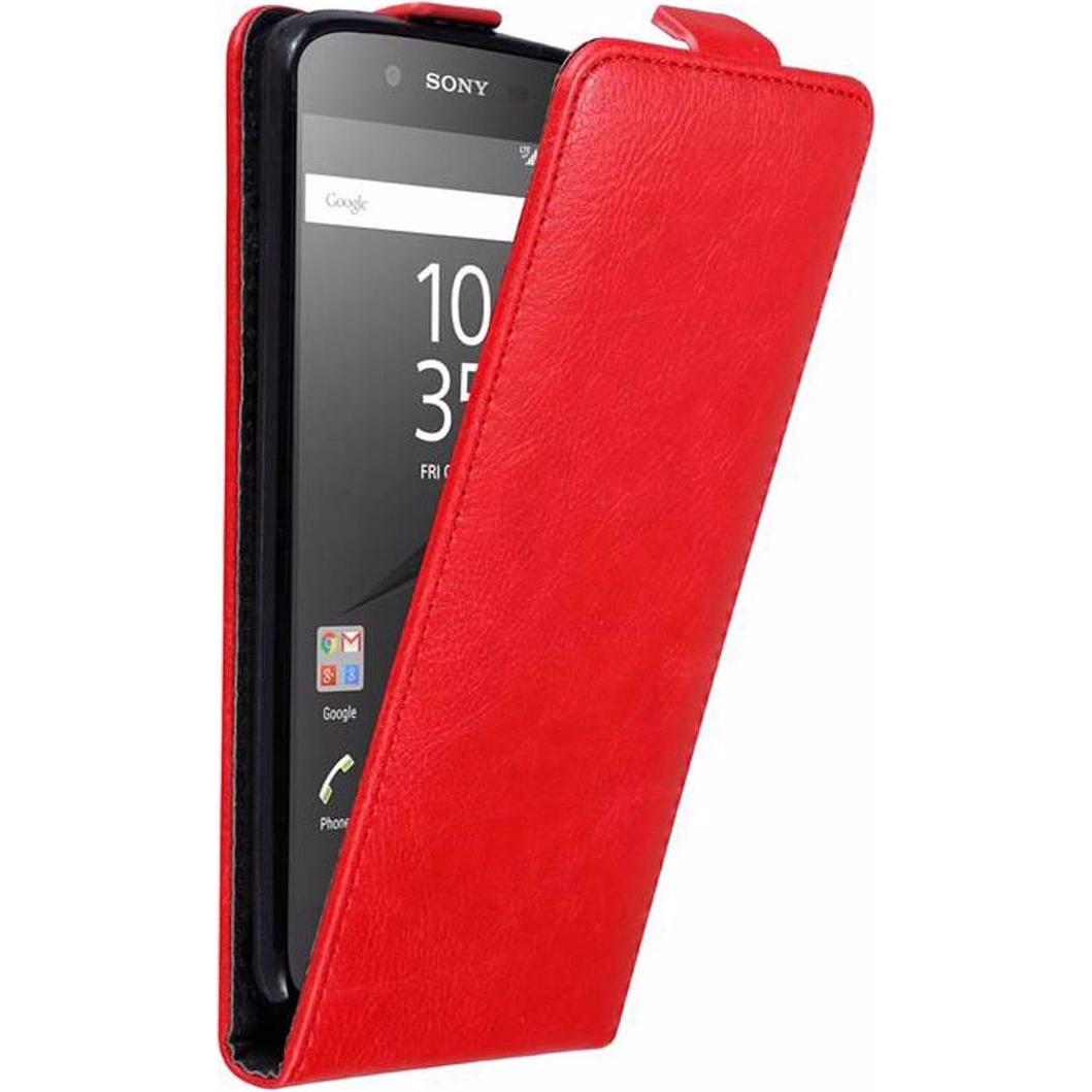 Cadorabo Flip wie Invisible Cover (Sony Xperia Z5), Smartphone Hülle, Rot