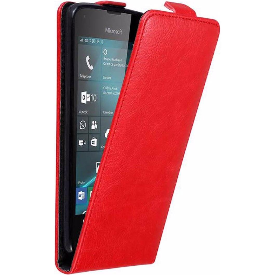 Cadorabo Flip wie Invisible Cover (Microsoft Lumia 550), Smartphone Hülle, Rot