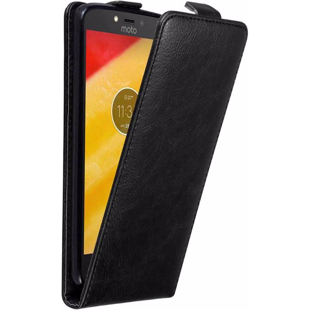 Cadorabo Flip wie Invisible Cover (Motorola Moto C Plus), Smartphone Hülle, Schwarz