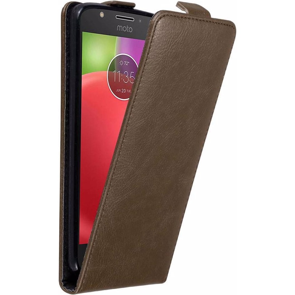Cadorabo Flip wie Invisible Cover (Motorola Moto E4), Smartphone Hülle, Braun