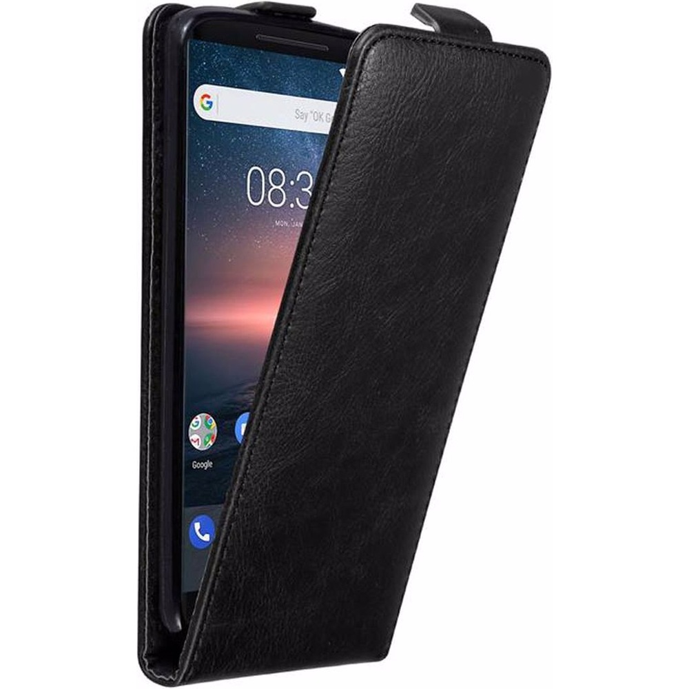 Cadorabo Flip wie Invisible Cover (Nokia 8 Sirocco), Smartphone Hülle, Schwarz