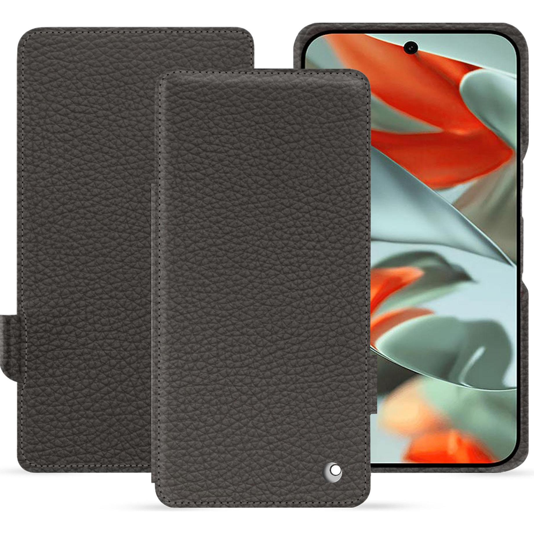 Noreve Lederschutzhülle horizontal (Google Pixel 9 Pro XL), Smartphone Hülle, Grau