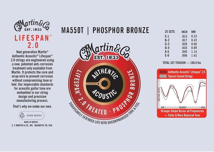 Produktbild Martin Corde per Chitarra Acustica in Bronzo Fosforato Trattato Autentico Lifespan 2.0 (6 x)