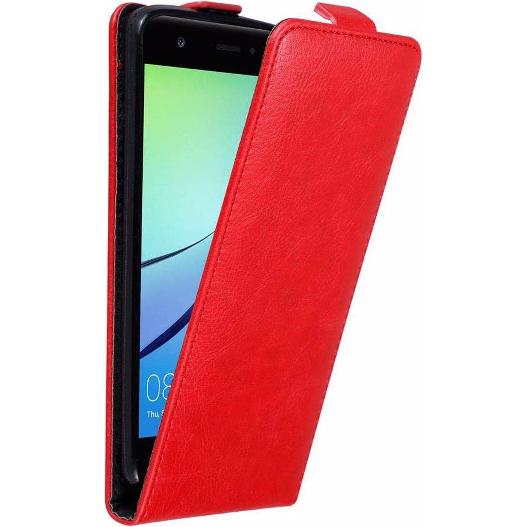 Cadorabo Flip wie Invisible Cover (Huawei Nova), Smartphone Hülle, Rot