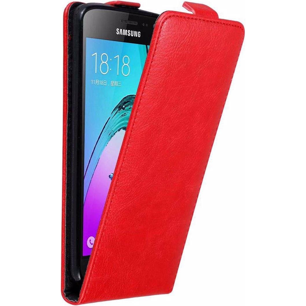 Cadorabo Flip wie Invisible Cover (Samsung Galaxy J3 (2016)), Smartphone Hülle, Rot