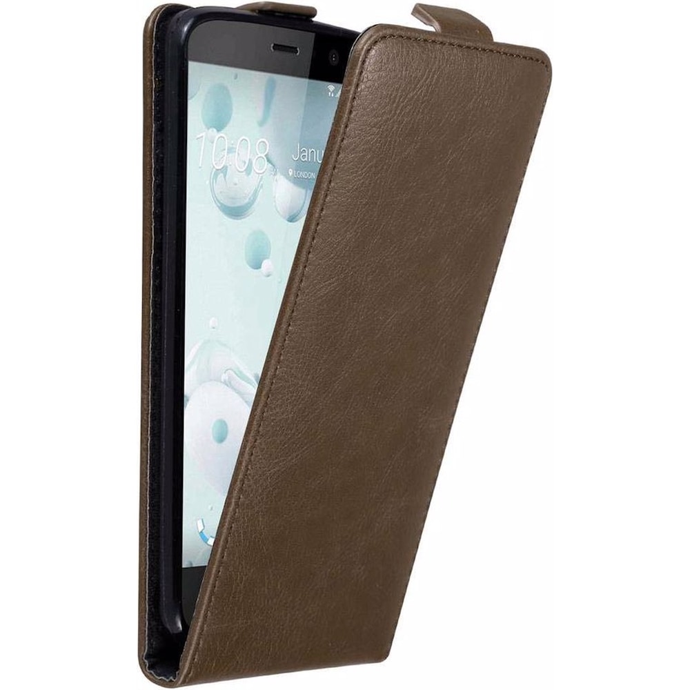 Cadorabo Flip wie Invisible Cover (HTC U Play), Smartphone Hülle, Braun