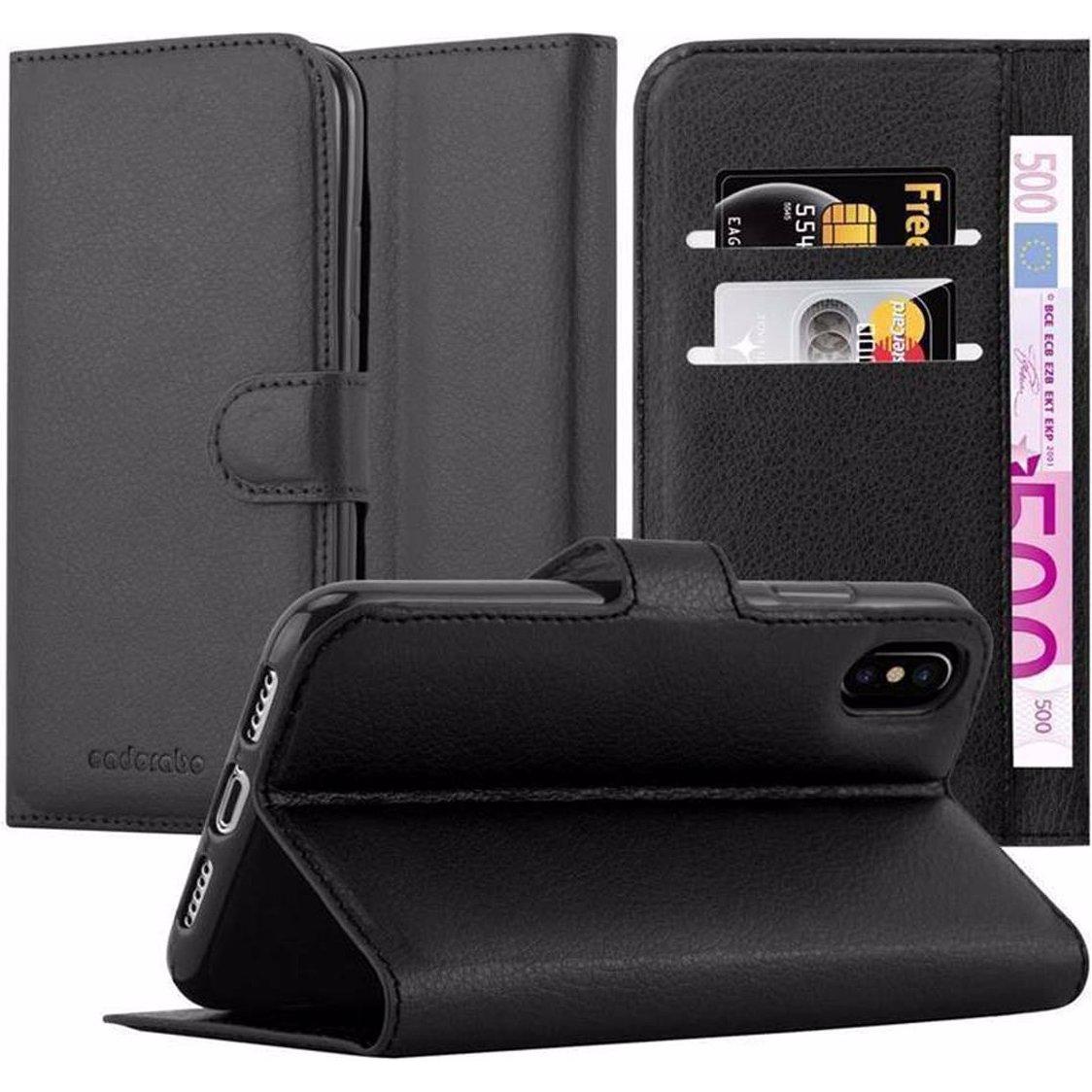 Cadorabo Book mit Standfunktion Cover (Apple iPhone XS Max), Smartphone Hülle, Schwarz