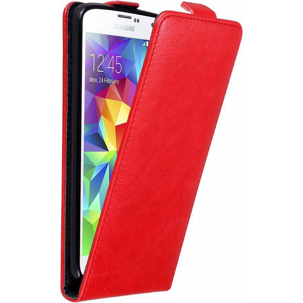 Cadorabo Flip wie Invisible Cover (Samsung Galaxy S5 Mini), Smartphone Hülle, Rot