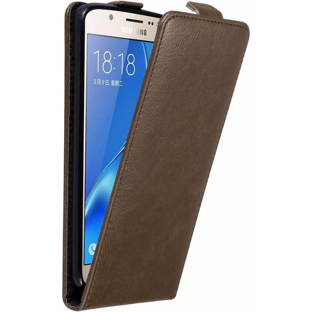 Cadorabo Flip wie Invisible Cover (Samsung Galaxy J7 2016), Smartphone Hülle, Braun
